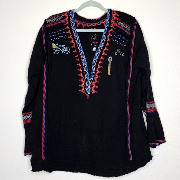 Johnny Was Black Rainy Day Blouse L - Picture 1 of 8